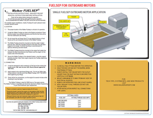 Walker Fuelsep (Outboard Motor)- Permanent Fuel Treatment Device - WFOB2000